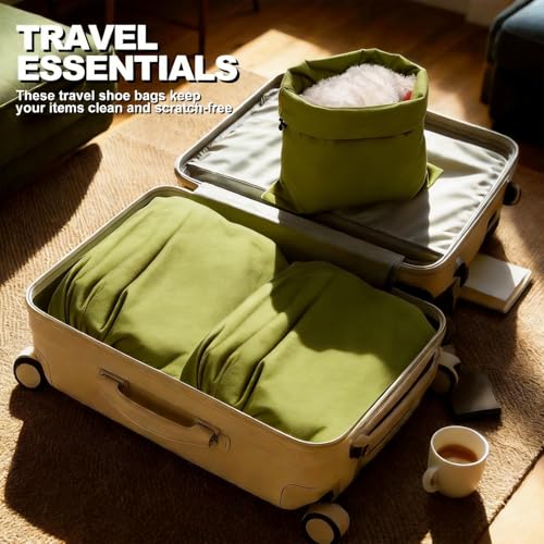 5 Pack Shoe Bags for Travel, Washable Dust Bags Drawstring Travel Shoe Bag - color: Green