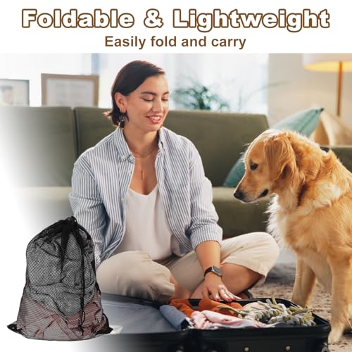 uxcell Mesh Laundry Bag 11.8x15.7" Large Drawstring Net Coarse Mesh, Black - color: Black, size: 11.8x15.7"