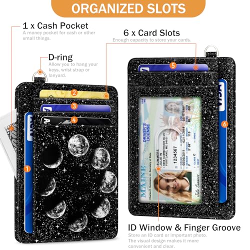 Yonlevres Moon Lunar Credit Card Holder Slim RFID Wallet Women Small Travel - color: Moon