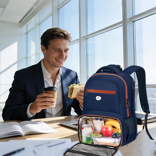 MATEIN Laptop Backpack with Cooler Compartment, Large Meal Prep Backpack - color: Blue-orange, size: 17 Inch