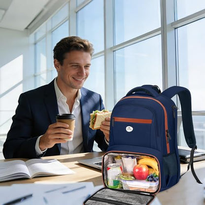 MATEIN Laptop Backpack with Cooler Compartment, Large Meal Prep Backpack - color: Blue-orange, size: 17 Inch