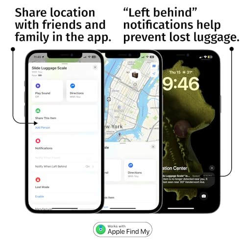 Digital Luggage Weight Scale with Apple Find My Tracker, up to 110lb/50kg