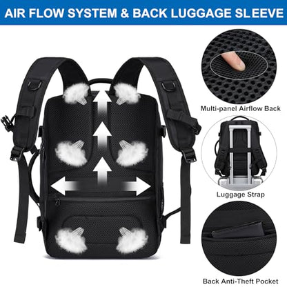 EZUOLA Travel Backpack for Men,TSA Carry On Backpack Flight Approved - color: Black, size: Large-25L