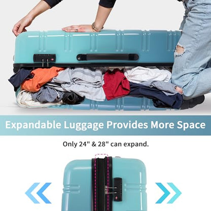 Merax Hardshell Luggage Set,3-Piece Gradient Travel Suitcases,Blue - color: Gradient Blue, size: 3 Piece(20/24/28)
