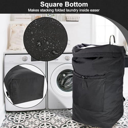 Laundry Bag Backpack, Soft Padded Straps & Drawstring, Black, XX-Large - color: Black, size: XX-Large