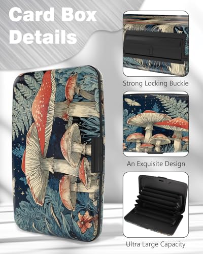 Maicican Credit Card Holder, Mini RFID Blocking Aluminum Wallet - color: Starry Night Mushroom