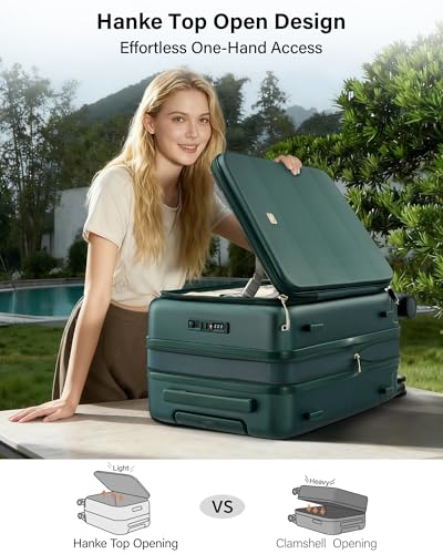 Hanke Expandable Large Checked Luggage, 28 Inch Top Opening Suitcase - color: Blackish Green, size: 28 Inch EXT