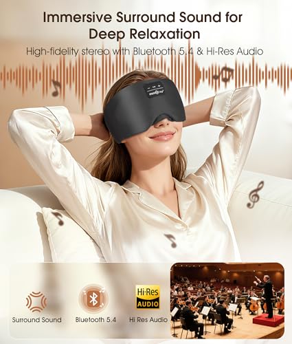 MUSICOZY Luxury 3D Silk Sleep Mask Bluetooth 5.4 Headphones - color: Midnight Black