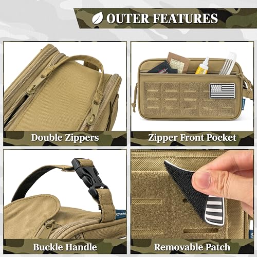 PAVILIA Tactical Toiletry Bag Men, Water Resistant Molle Military, Tan XL - color: Tan, size: Extra Large