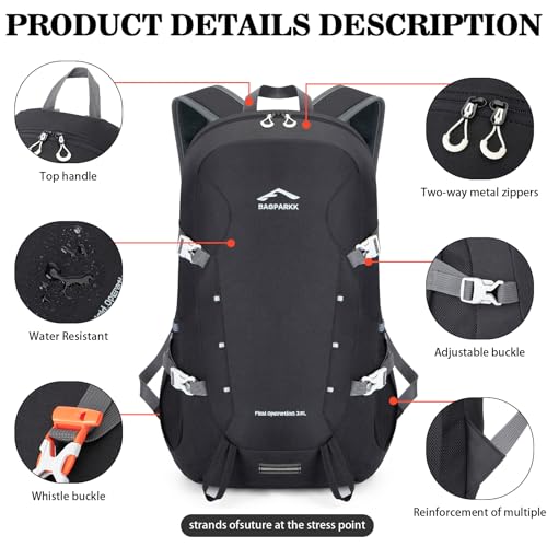 BAGPARKK 35L Ultra Lightweight Foldable Packable Hiking Backpack - color: Black（35l）