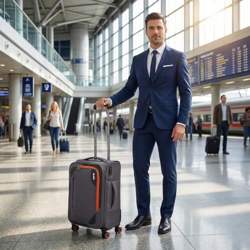 22 inch Carry on Luggage,Softside Suitcase Expandable 20% - color: Grey, size: Carry-On 22-Inch