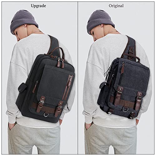 mygreen Canvas Cross Body Messenger Bag Shoulder Sling Backpack Travel Rucksack - color: Gray