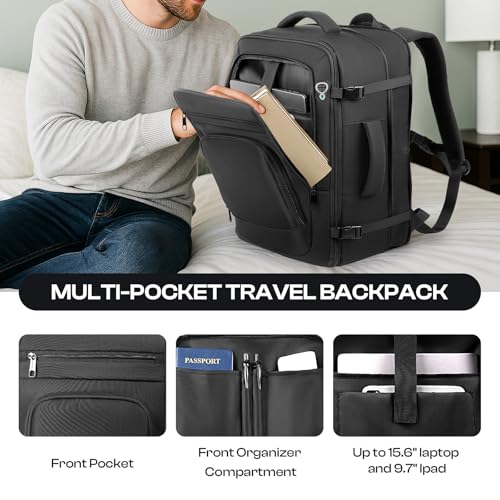 Expandable 1-7 Days Travel Backpack,TSA Approved Carry On Backpack - color: Black, size: 18.4Inch