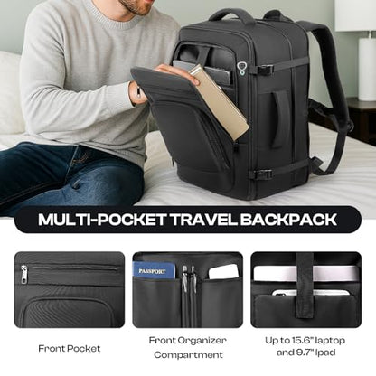 Expandable 1-7 Days Travel Backpack,TSA Approved Carry On Backpack - color: Black, size: 18.4Inch