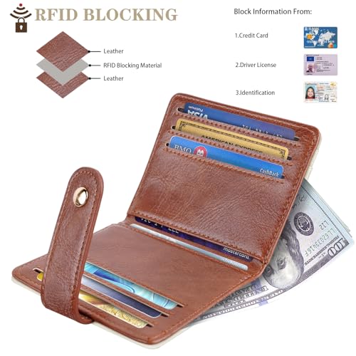 Small Wallets for Women Slim Minimalist Bifold Credit Card Holder - color: A Brown & Cream