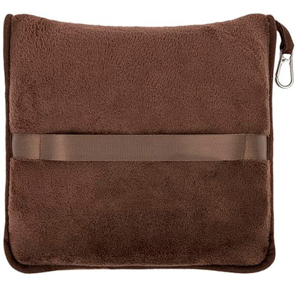BlueHills Premium Soft Travel Blanket Pillow Air Plane Essentials - Brown - color: Brown-1pk-t009