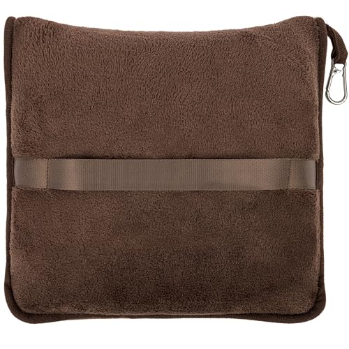 BlueHills Premium Soft Travel Blanket Pillow Air Plane Essentials - Brown - color: Brown-1pk-t009