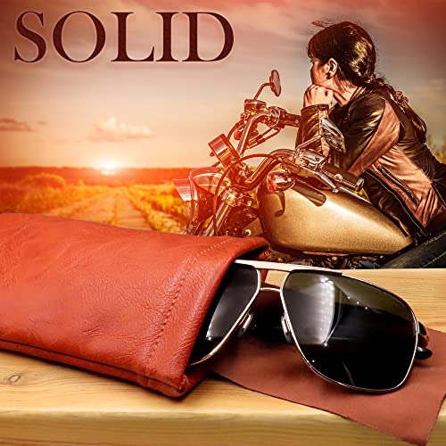 Soft Sunglasses case | Large Glasses Case Holder - Eyeglass Pouch Squeeze Top | Glasses pouch Lightweight Extra Layers - color: Brown Distressed