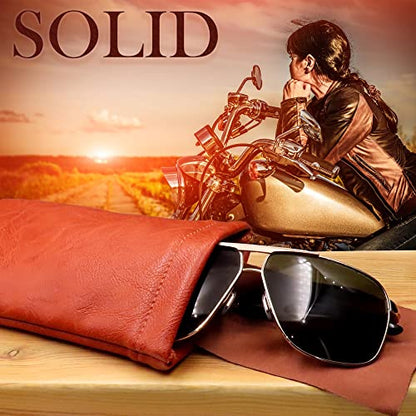 Soft Sunglasses case | Large Glasses Case Holder - Eyeglass Pouch Squeeze Top | Glasses pouch Lightweight Extra Layers - color: Brown Distressed