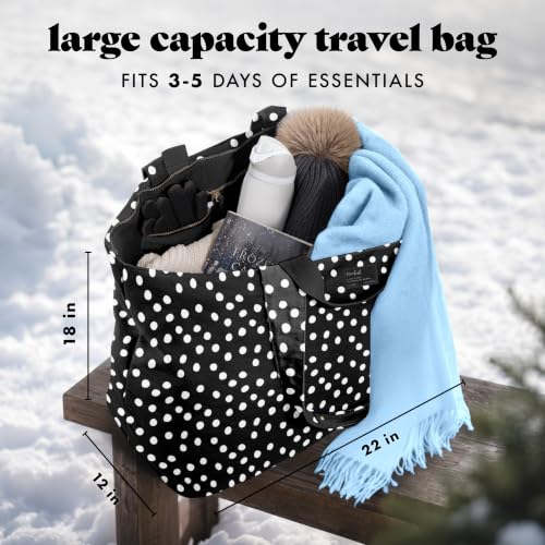 Fit & Fresh All The Things XL Tote Bag for Women, Beach Bag & Weekender - color: Black & White Dot