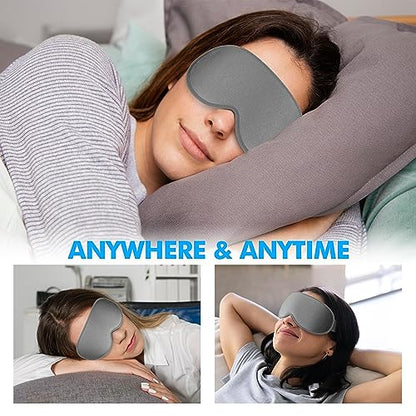 Sleep Mask for Men and Women, 3D Blackout Eye Mask for Side Sleepers, Grey - color: Grey