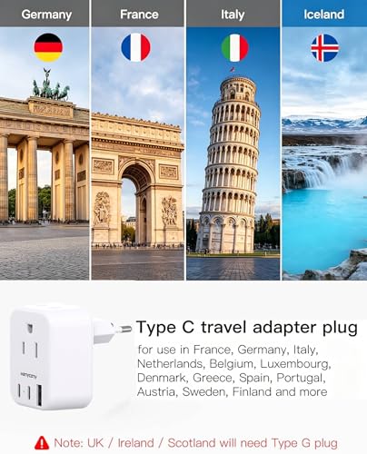 European Plug Adapter, US to Europe Power Adapter Travel Essentials, 2 Pack - style: Type C - Most of Europe(2 Pack)