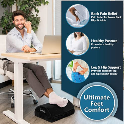 ComfiLife Gel Enhanced Seat Cushion & Foot Rest Bundle - Office Chair Cushion Foot Rest for Under Desk - Premium Memory Foam - Back and Sciatica Relief
