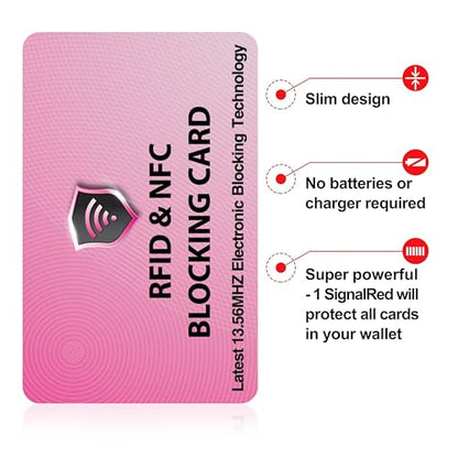 SaiTech IT 5 Pack RFID Blocking Card for Credit Debit ID Card, Pink - color: Pink