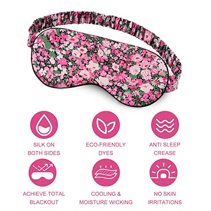 OLESILK 100% Mulberry Silk Sleep Mask for Women - Zero-Pressure Blackout - color: Pattern 2
