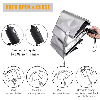 G4Free UPF 50+ UV Protection Travel Umbrella 42/46 Inch Auto Open Close - color: Light Purple/Silver, size: 46 inch