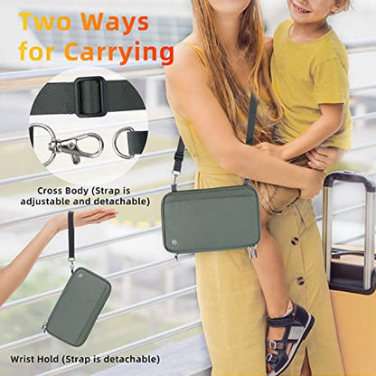 WALNEW Passport Holder for Travel Family, RFID Blocking Passport Wallet - color: Gray