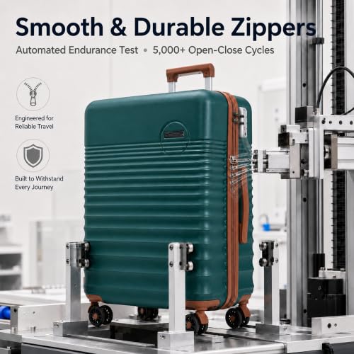 CONCEPTEN Luggage Sets 5 Piece, ABS+PC Hardshell Suitcases with Wheels - color: Teal, size: 5 Piece Sets (20/24/28/Db/Tb)