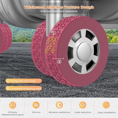 10 Pack Luggage Wheel Covers for 2.09-2.36" Suitcase Spinner Wheels-Red M - color: Red, size: Medium Fit: 2.09- 2.36"