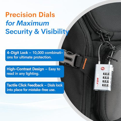 Forge Open Alert TSA Approved Luggage Locks, Black, 2 Pack Locks - color: Sliver 2 PK