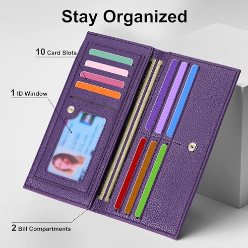 Tipmile Slim Wallet for Women, RFID Blocking Credit Card Holder - color: Purple