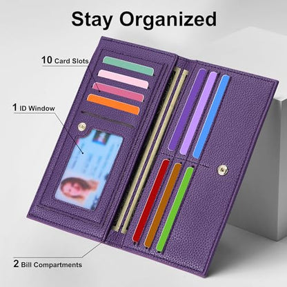 Tipmile Slim Wallet for Women, RFID Blocking Credit Card Holder - color: Purple