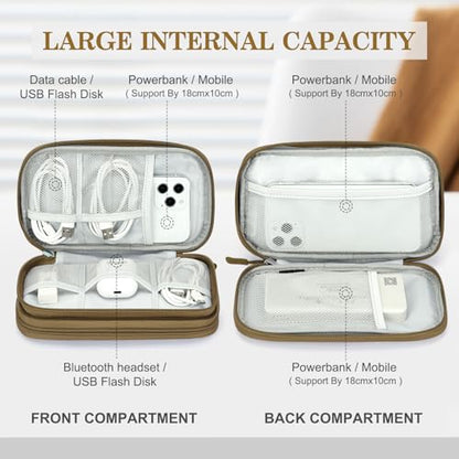 FYY Electronic Organizer, Travel Tech Pouch Bag, Medium, Brown - color: Brown, size: 8.3 x 5 x 2.6 inches