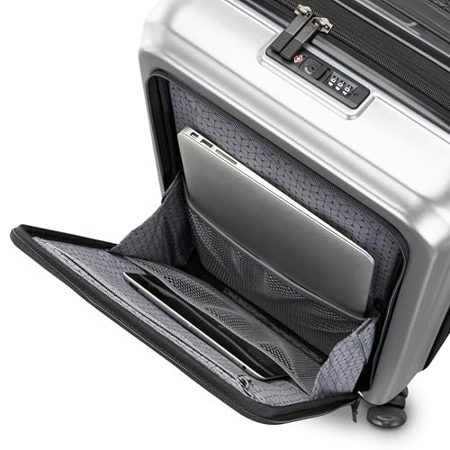 Samsonite 2 Piece Luggage Set with 21/28” Hardside Lightweight Octiv (Carry-On Pro with Front Pocket & Large Checked) Expandable, Four Spinner Wheels, Adjustable Handle, TSA Approved Lock - Silver - color: Aluminum Silver, size: 2-Piece Set (Pro 21 with F
