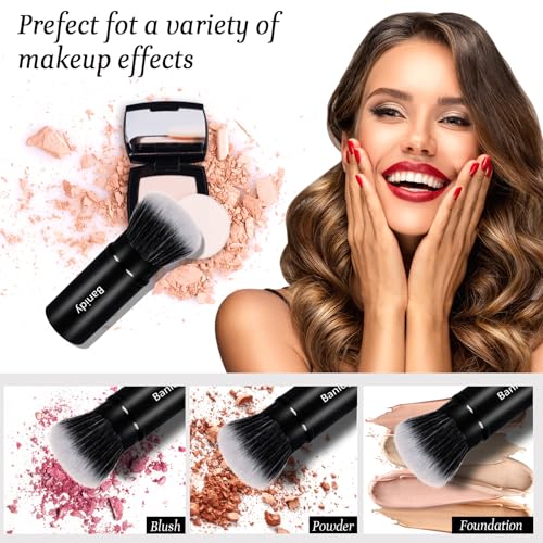 Makeup Brush Kabuki Face Brushes Retractable Travel Blush Kabuki Brush - style: Round Top Kabuki Brush