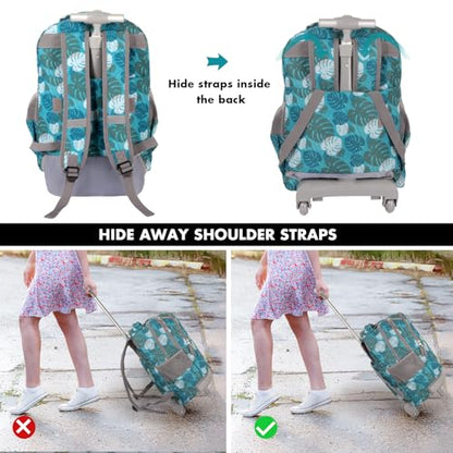 Tilami Rolling Backpack for Boys and Girls,Leaves - color: Leaves