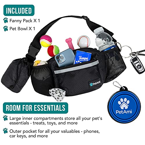 PetAmi Dog Fanny Pack, Treat Pouch for Dog Walking Training, Black - color: Black