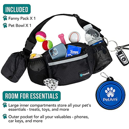 PetAmi Dog Fanny Pack, Treat Pouch for Dog Walking Training, Black - color: Black