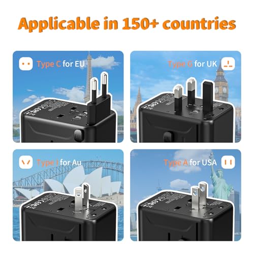 CC Store Universal Travel Adapter with 3 USB-C& 2 USB-A Ports 17.5W 검정 - color: 블랙-17.5W