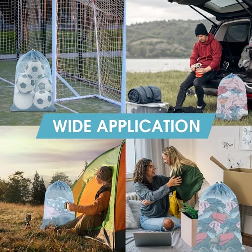 2 Pack Mesh Laundry Bags 23x34 Inch Drawstring Locking for Travel Home - color: Aqua