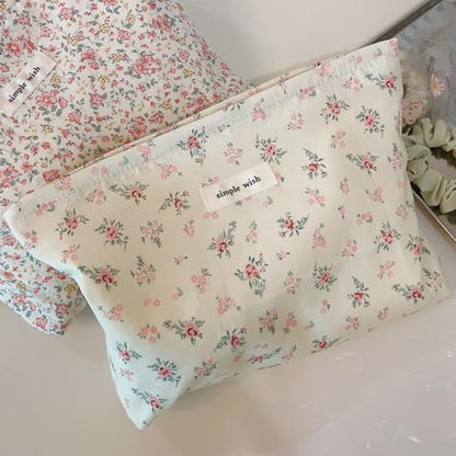 Wudygirl 여성용 메이크업 가방 여행용 화장품 가방 26.7cm x 19.1cm(10.5 x 7.5인치) 베이지 플로럴 - color: 베이지 플로랄