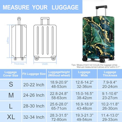 Green Pattern Luggage Cover Washable Suitcase Protector Anti-scratch Suitcase cover Fits 20-22 Inch Luggage S - color: Green pattern, size: S(20-22inch suitcase)