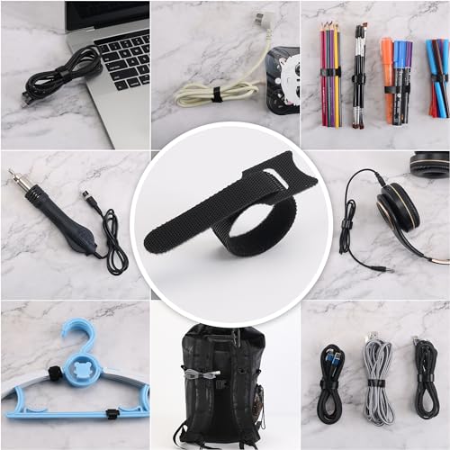 Nettbe Reusable Cable Ties, 210 PCS 8 Inches Adjustable Cord Straps Wire Organizer Cord Wrap and Hook Loop Cable Management (Pack of 4) - size: 8inches-210PCS (Pack of 4)