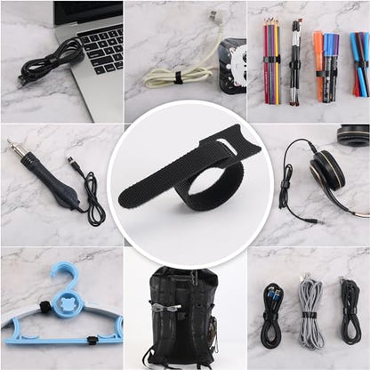Nettbe Reusable Cable Ties, 210 PCS 8 Inches Adjustable Cord Straps Wire Organizer Cord Wrap and Hook Loop Cable Management (Pack of 4) - size: 8inches-210PCS (Pack of 4)