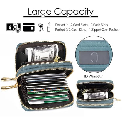 imeetu RFID Credit Card Holder, Small Card Wallet Women, Leather Card Case - color: Max - Peacock Blue, size: Max