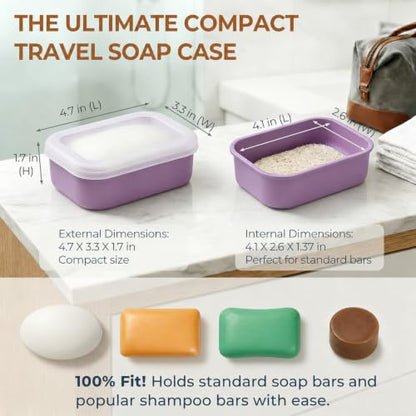 AIMAIAIMAI Enhanced Leak Proof Travel Soap Container, Compact Silicone Travel Soap Holder with Drainage Pad, Great for Camping, Gym and Business Trip (Purple) - color: Purple